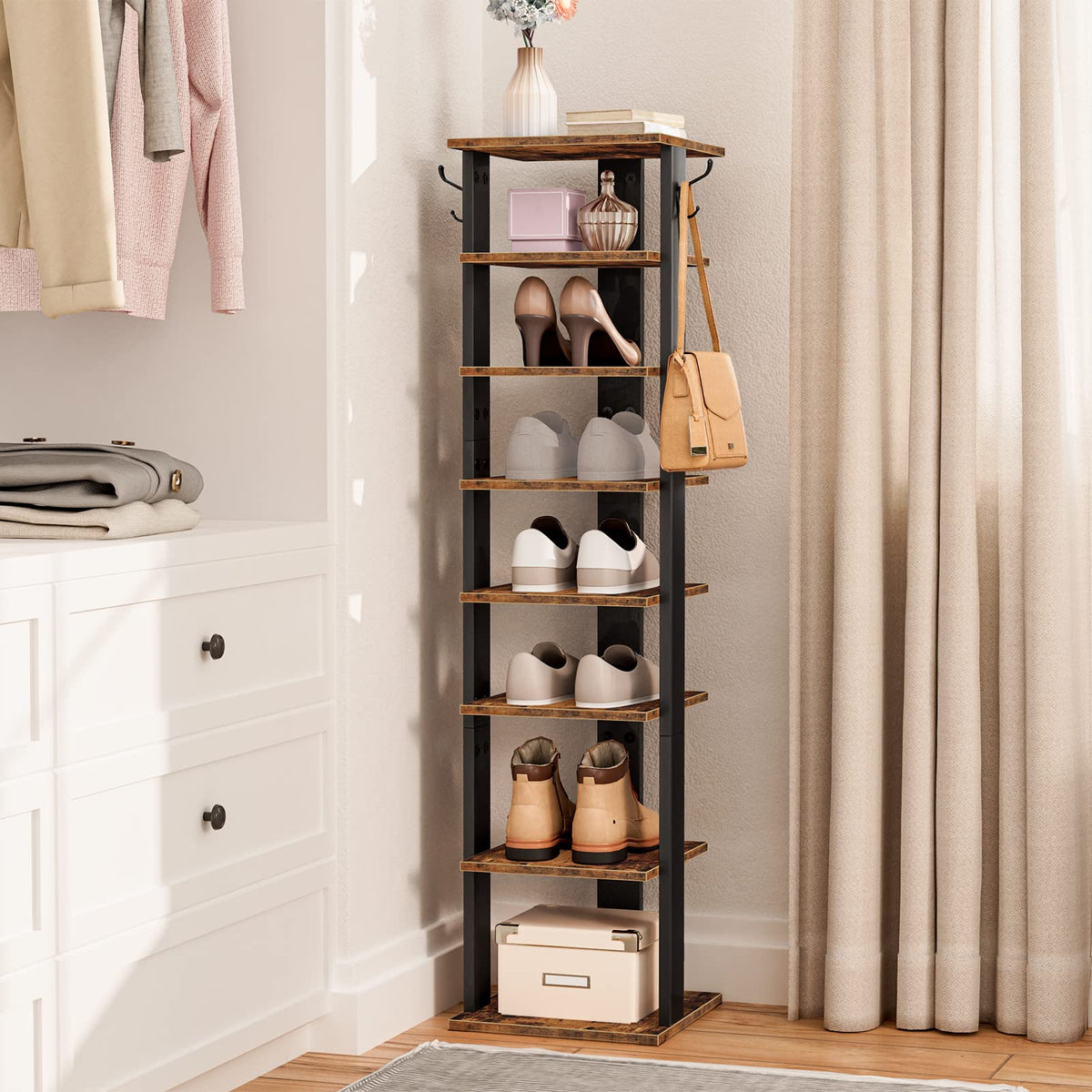 8 Tiers Vertical Wooden Shoe Rack R70173
