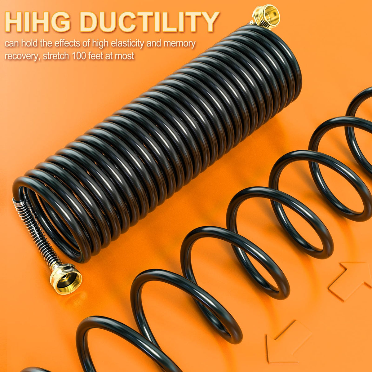100FT x 3/8" Coil Expandable Garden Hose with 8 Patterns Spray Nozzle P413