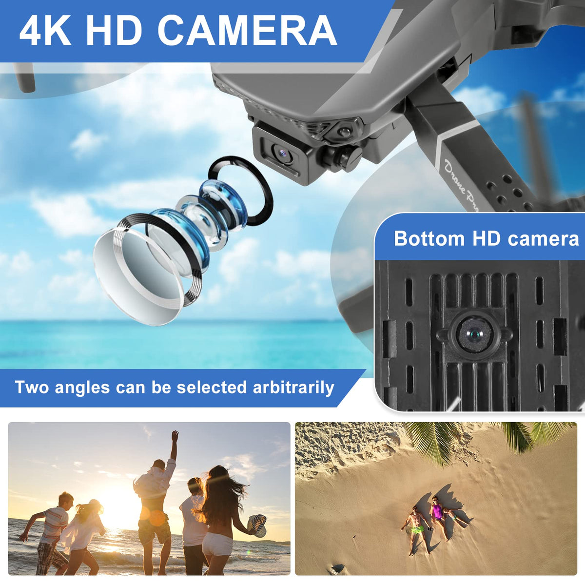 Foldable RC Quadcopter with 4K Dual Cameras D210605