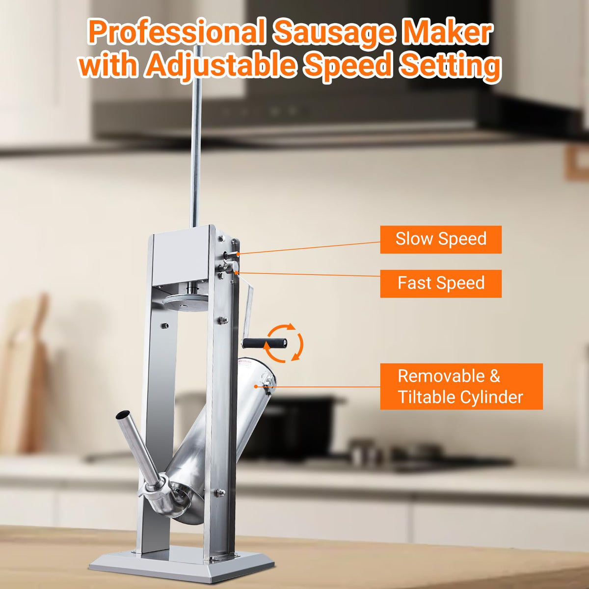 Heavy Duty Stainless Steel 15LBS Manual Sausage Stuffer Machine H2245