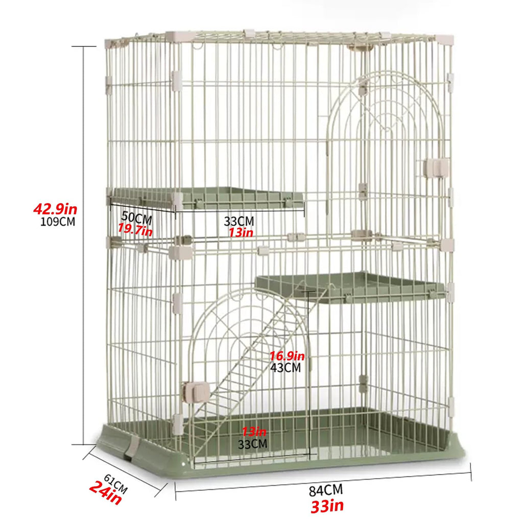 3/4-Tier Wire Cat Cage Playpen Kennel with Hammock and 3 Platforms I5084