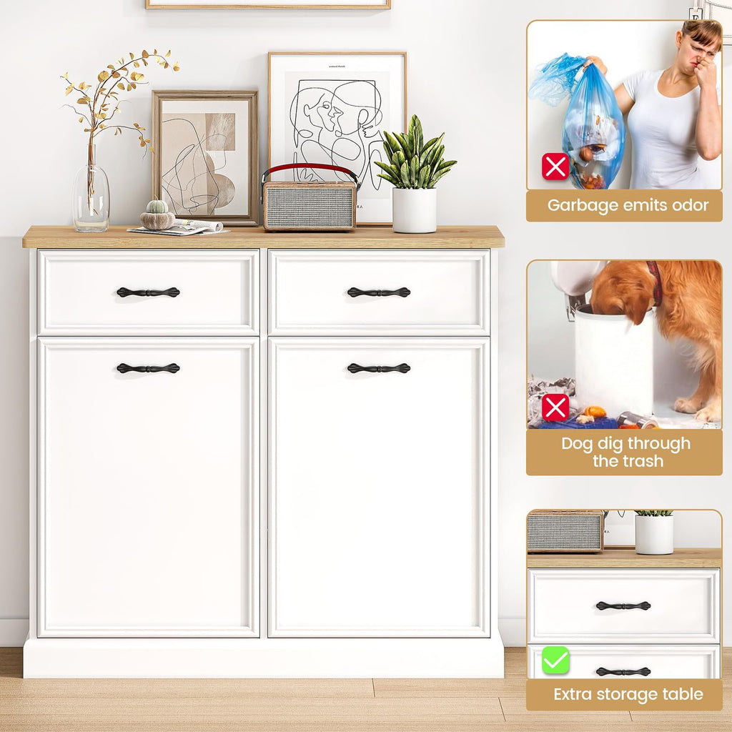 White 20 Gallon Tilt-Out Trash Cabinet K139