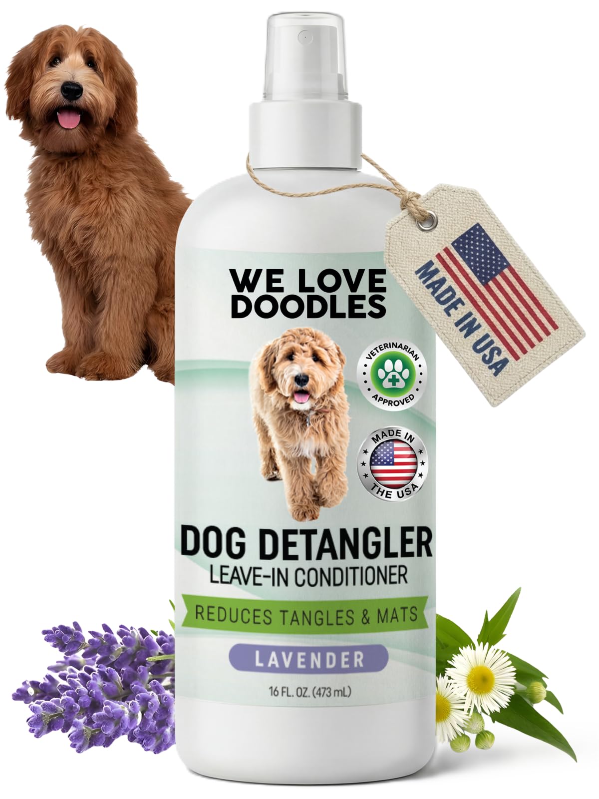 Dog Detangler Spray, Leave-in Conditioner Spray, Lavender, 16 OZ K502377