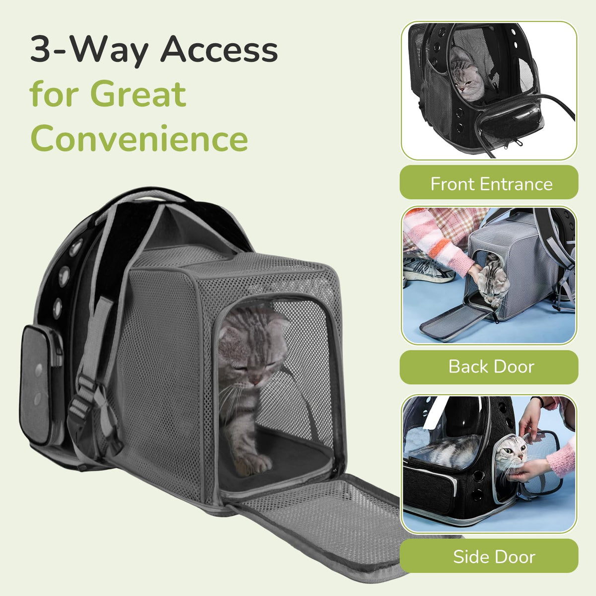 Black Expandable Cat Backpack Carrier G814