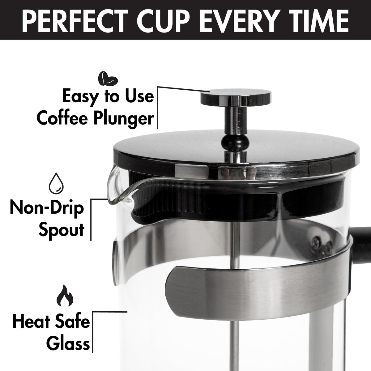 Borosilicate Glass French Press Coffee Maker 34-Ounces F3612