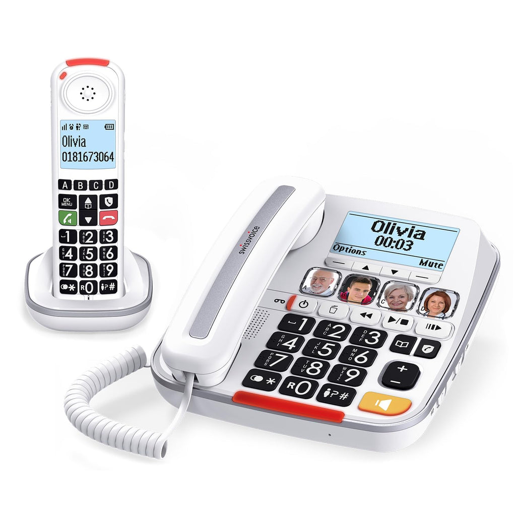Big Button Phone with Answering Machine and Cordless Handset I77576