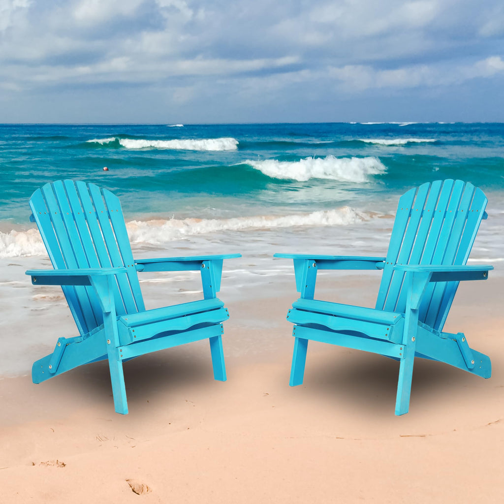 Solid Wood Folding Adirondack Chairs Set of 2 J15987