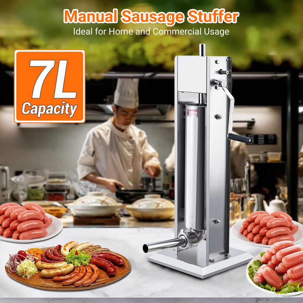 Heavy Duty Stainless Steel 15LBS Manual Sausage Stuffer Machine H2245