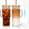 24 oz Glass Tumbler with Bamboo Lid and Handle R8514