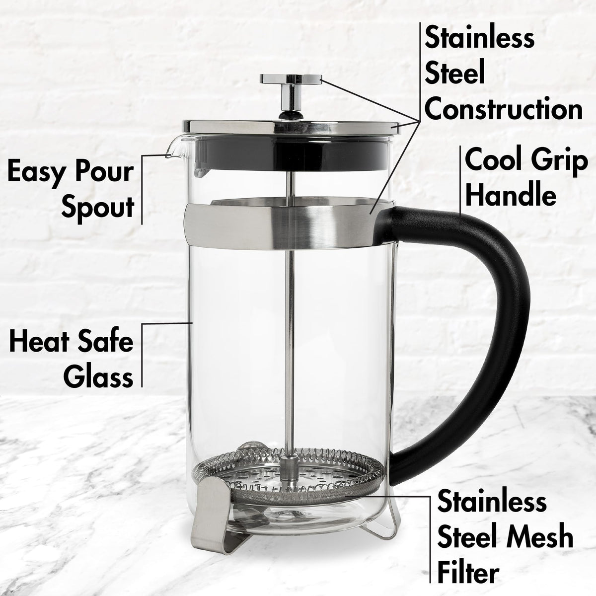 Borosilicate Glass French Press Coffee Maker 34-Ounces F3612