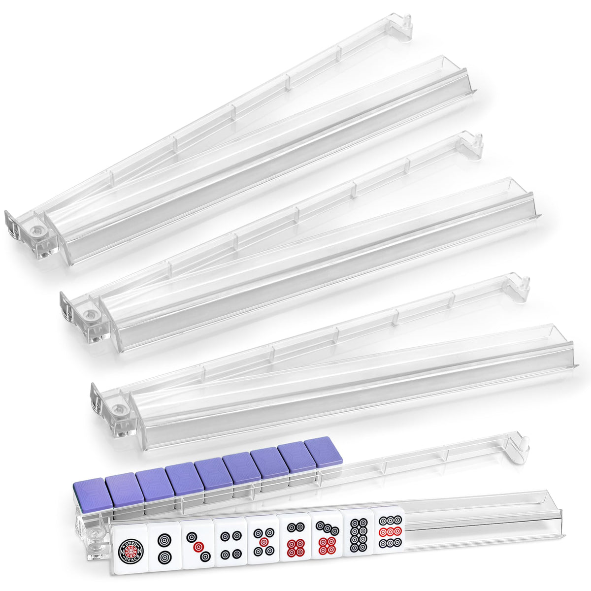 4-Piece Acrylic Mahjong Rack Set with Pushers H5987