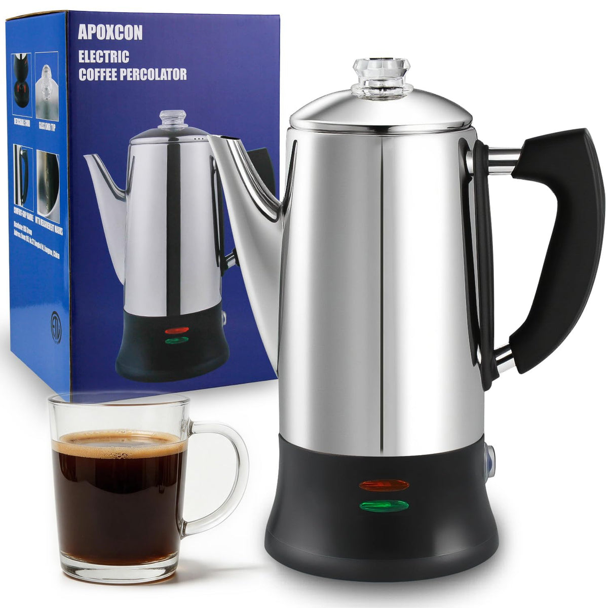 Electric Stainless Steel Coffee Percolator 12 Cup V789105