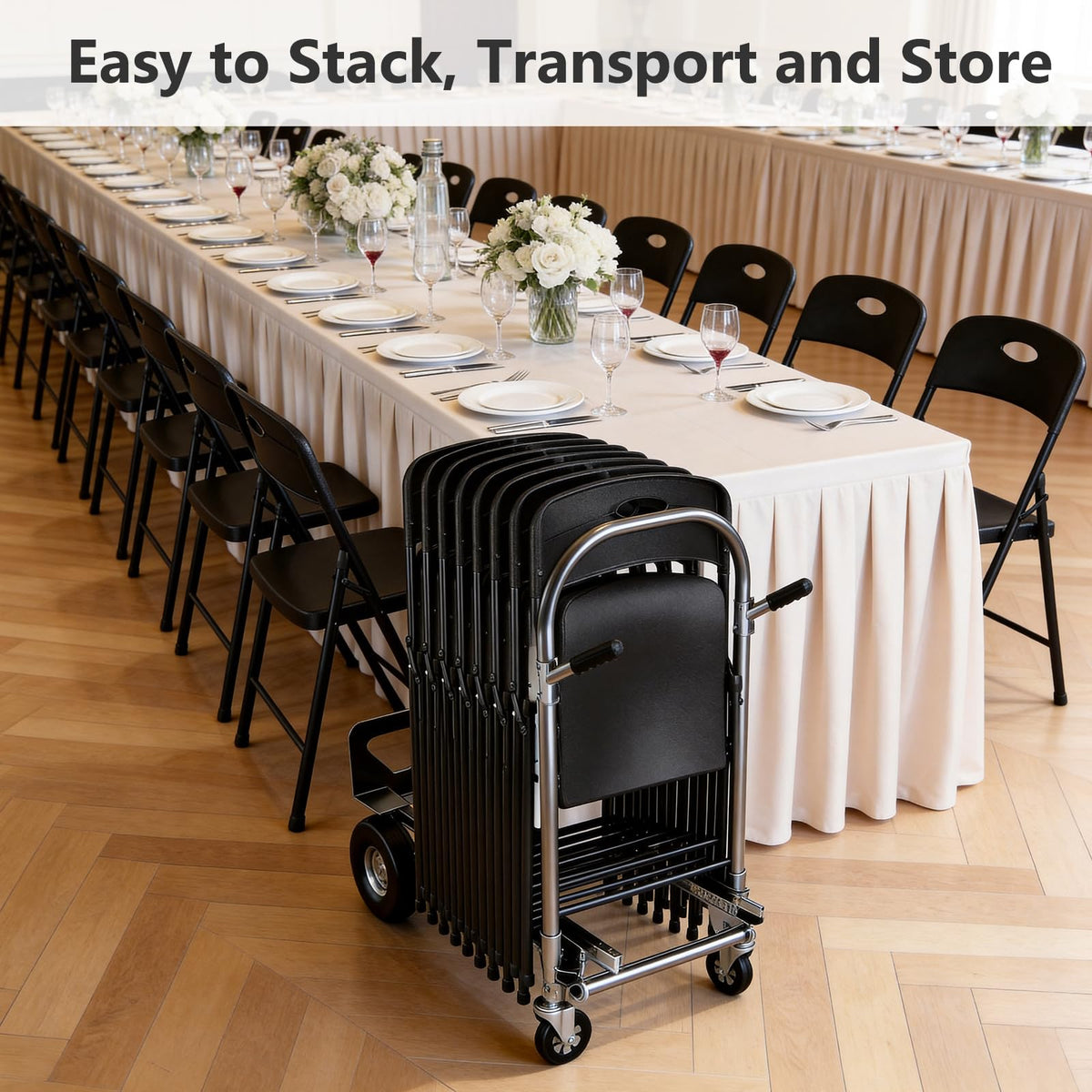 Black 6 Pack Plastic Metal Folding Chairs O288