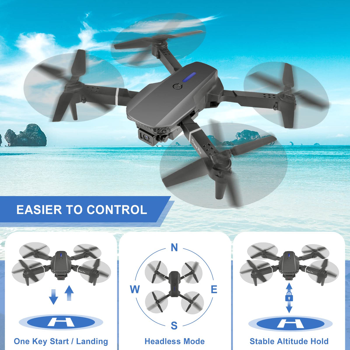 Foldable RC Quadcopter with 4K Dual Cameras D210605