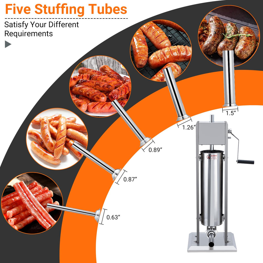 Heavy Duty Stainless Steel 15LBS Manual Sausage Stuffer Machine H2245
