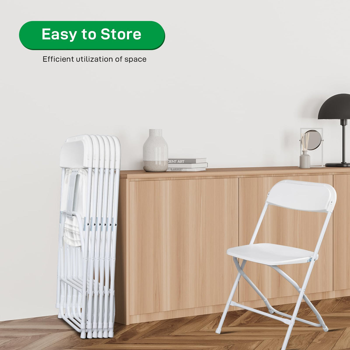 10 Pack White Plastic Folding Chairs with Steel Frame R9064