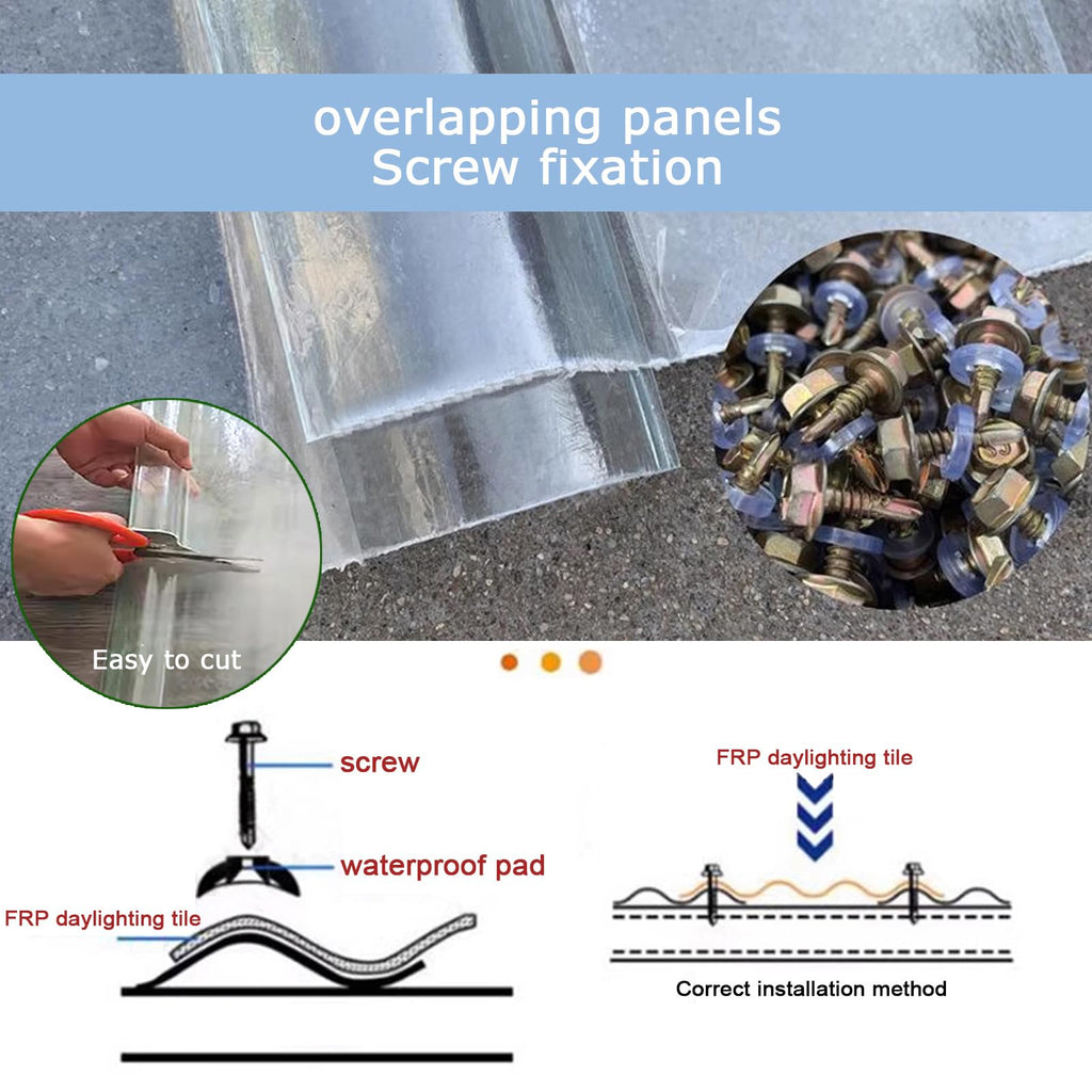 Corrugated Fiberglass Roofing Panels 8 pcs 35x63in O666242