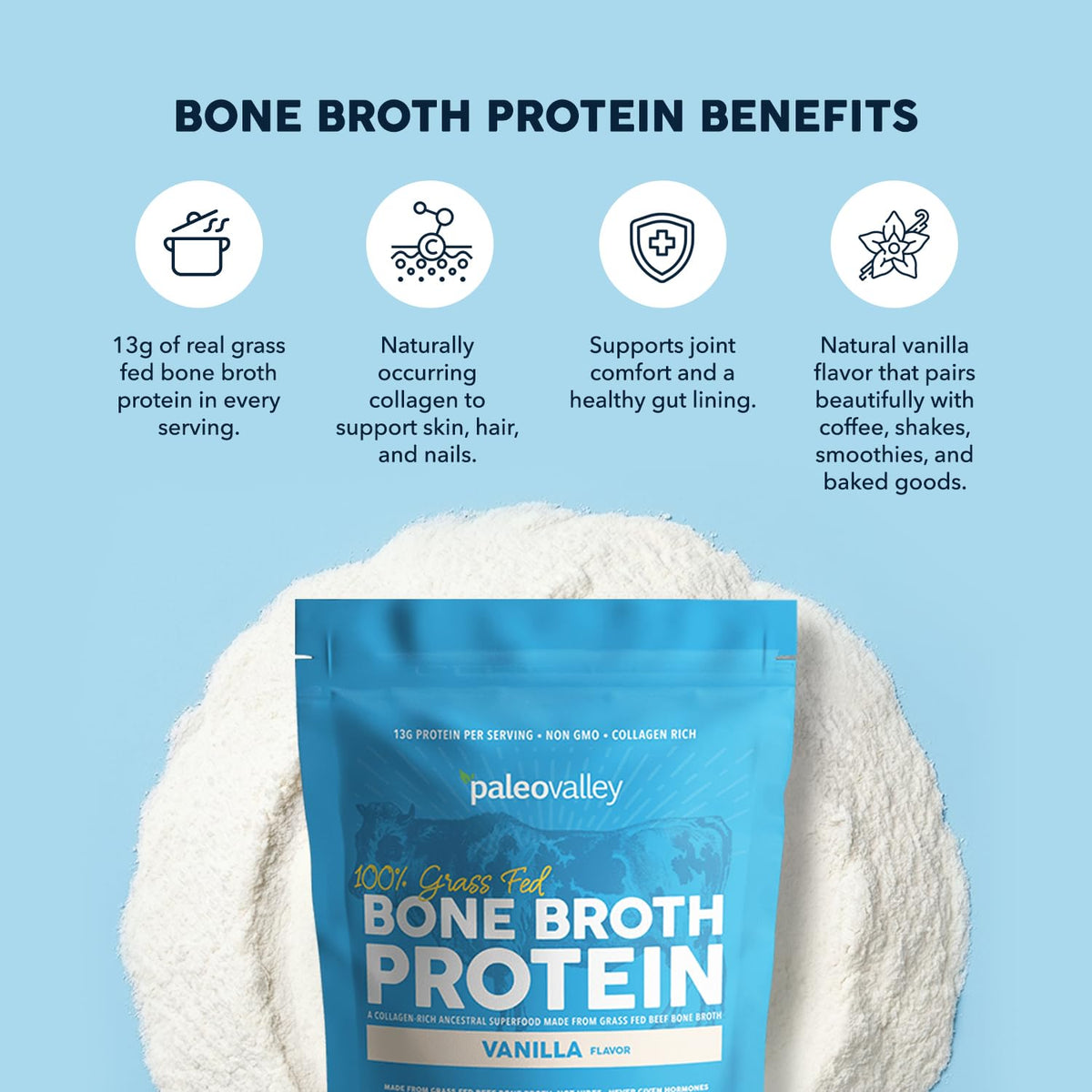Grass Fed Bone Broth Protein Powder Vanilla P534