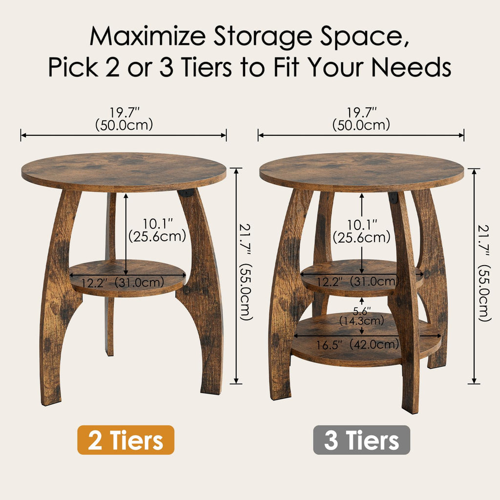2-Tier Round Wood Side Table K197833