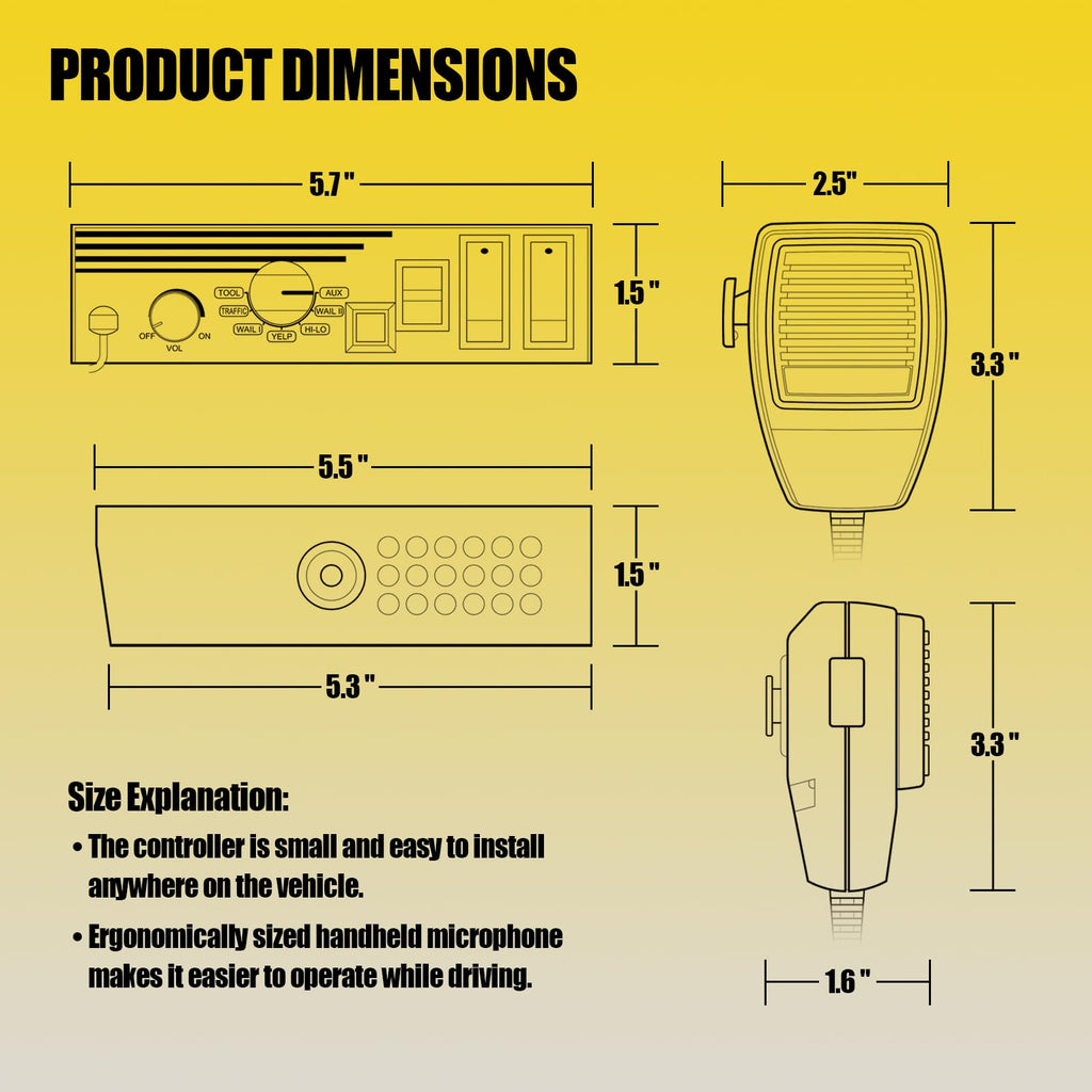 200W 12V 9 Tone Emergency Siren System B70787