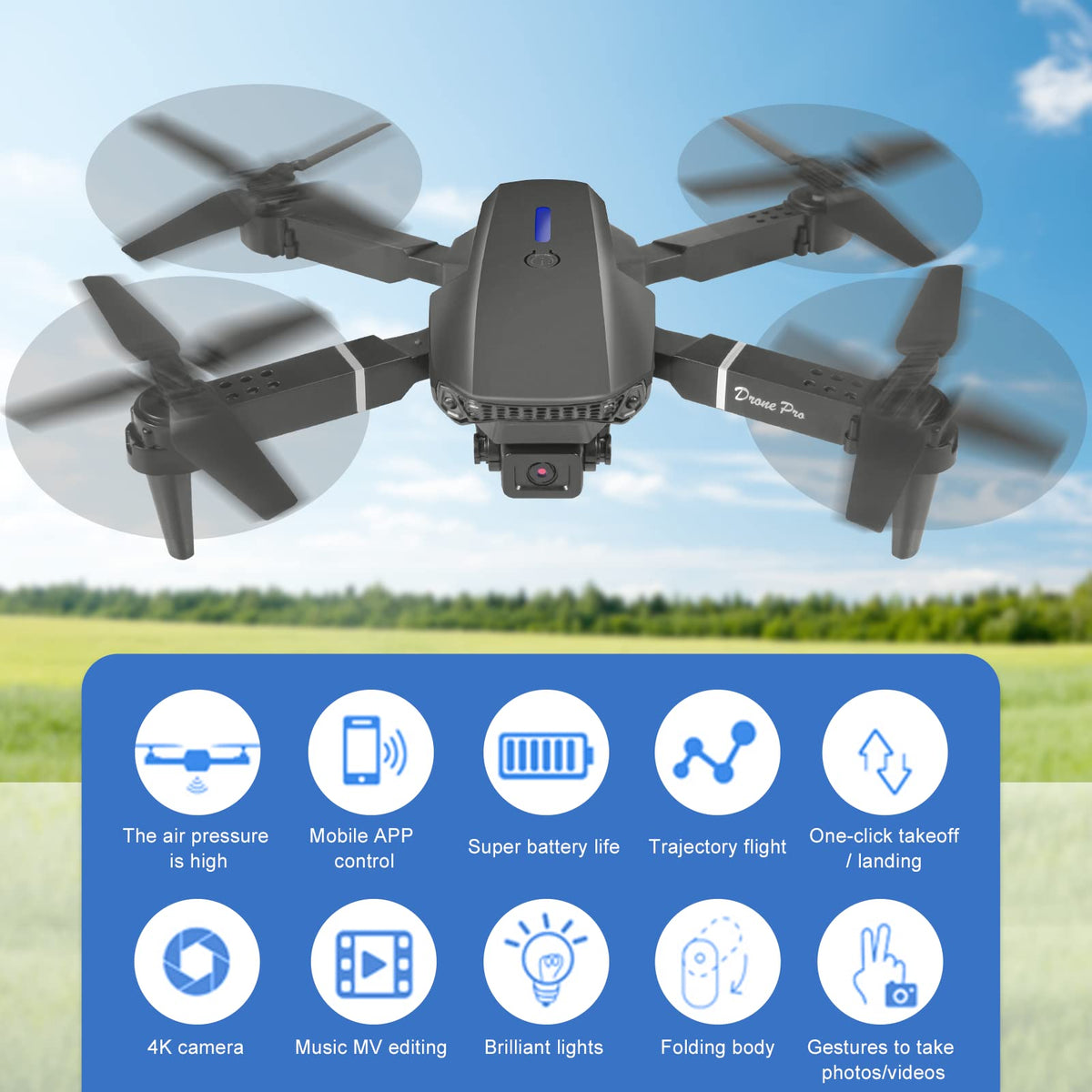 Foldable RC Quadcopter with 4K Dual Cameras D210605
