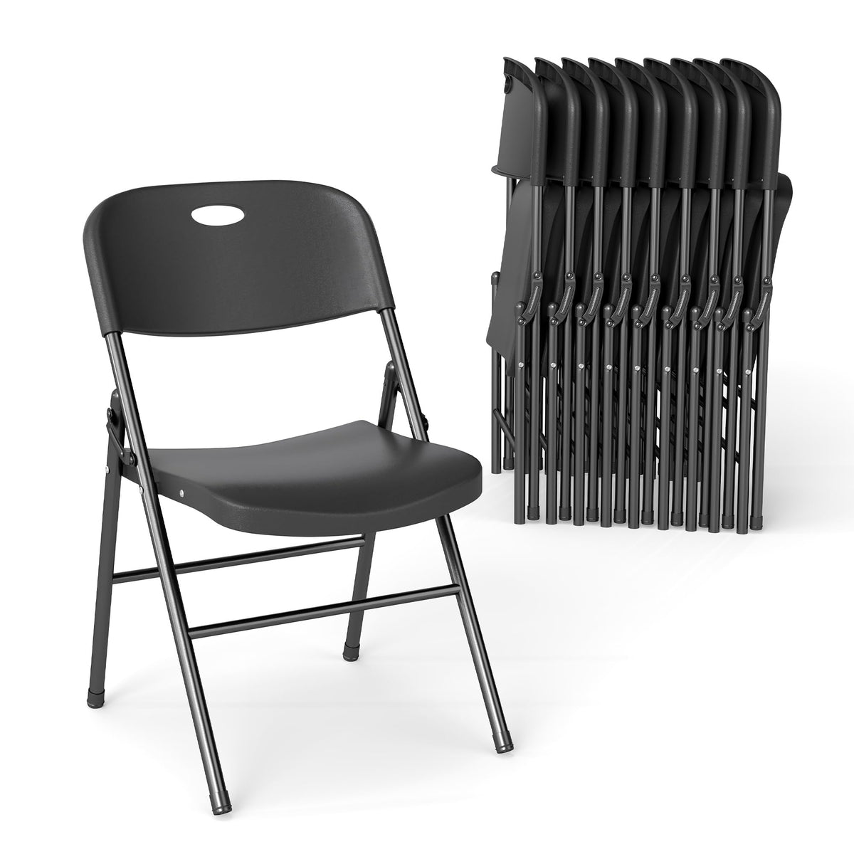 Folding Chairs Set of 10 Black P984509