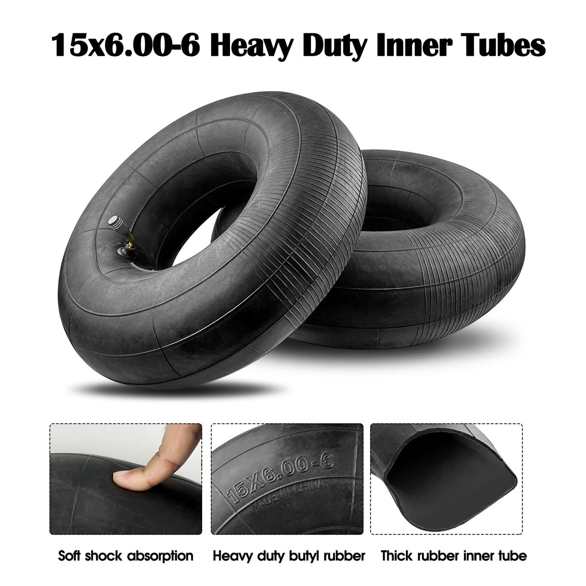 15x6.00-6" Inner Tube with TR87 Bent Valve Stem 2 Pack Y294