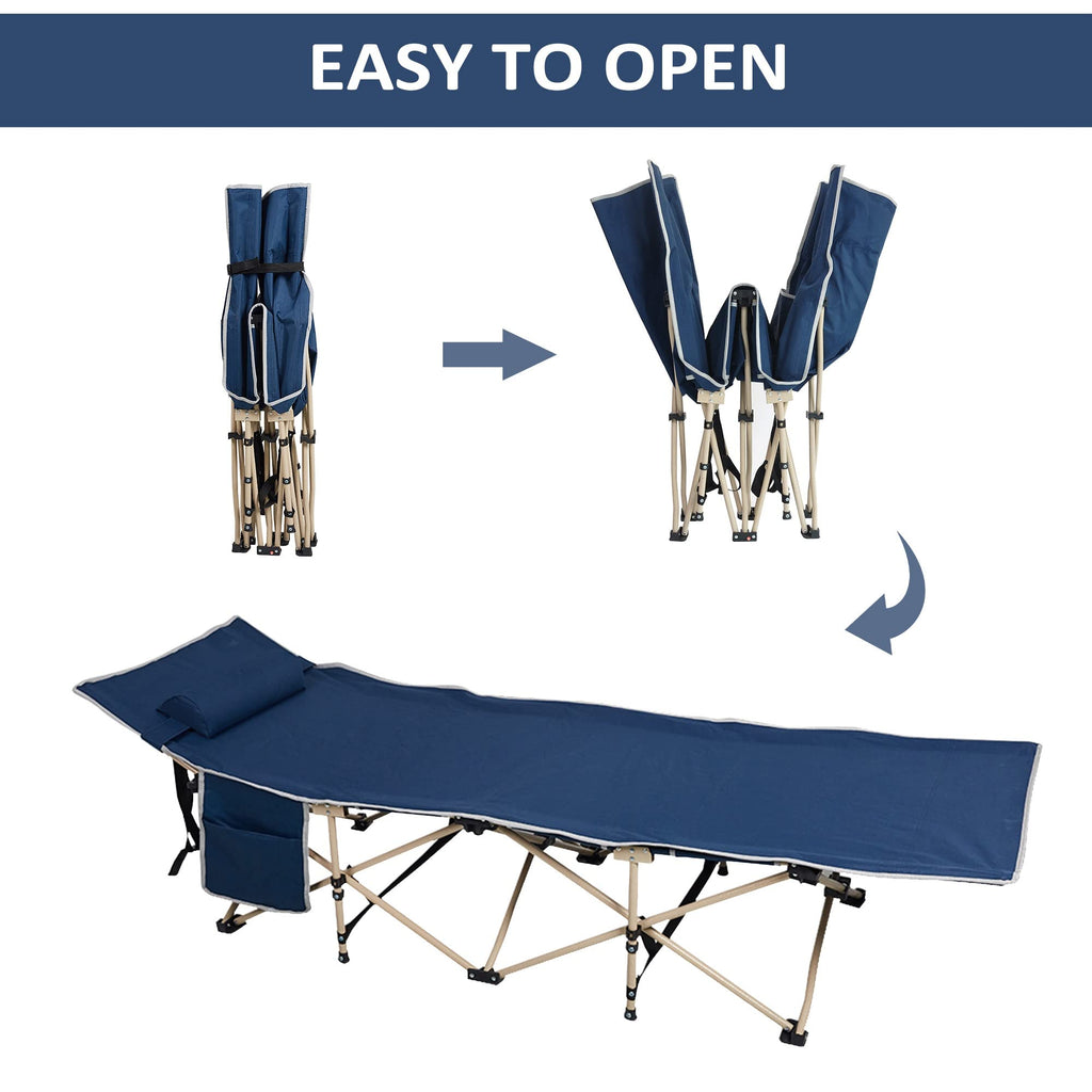 Folding Camping Cot with Carry Bag Pocket Pillow W637699