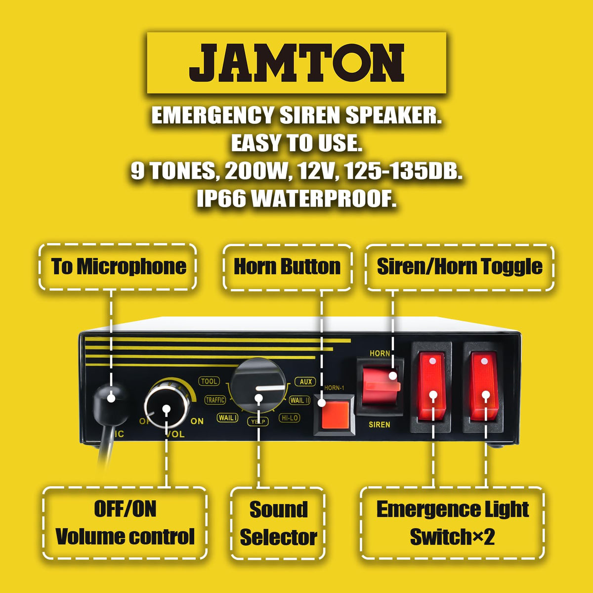 200W 12V 9 Tone Emergency Siren System B70787