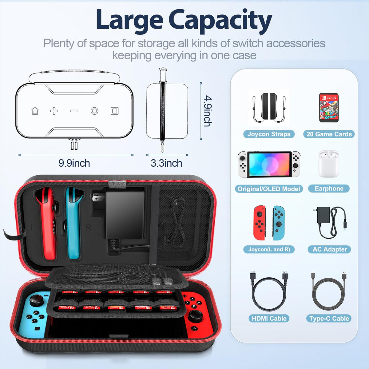 Red & Grey Portable Carrying Case V590590