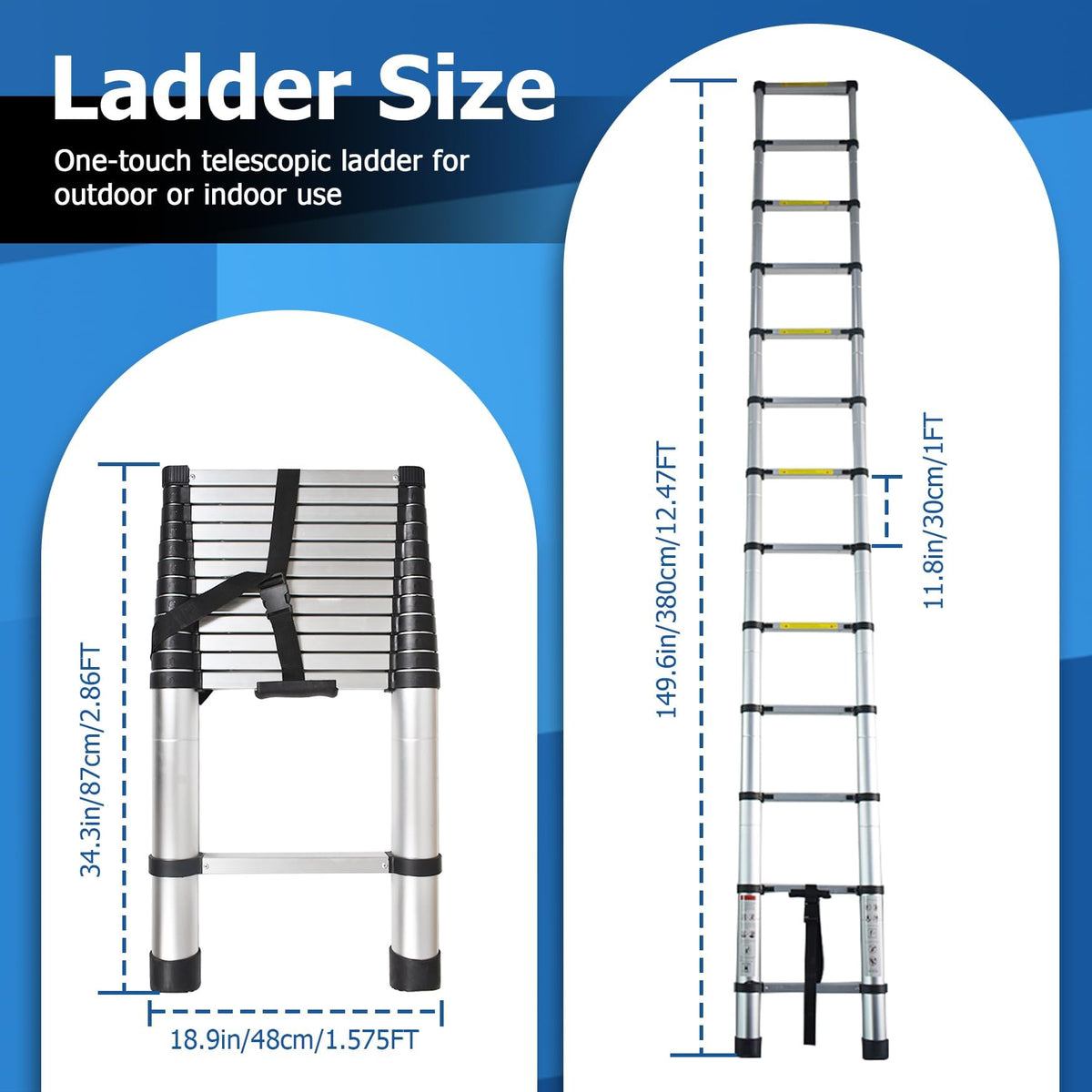 12.5 FT Aluminum Telescoping Ladder W69541