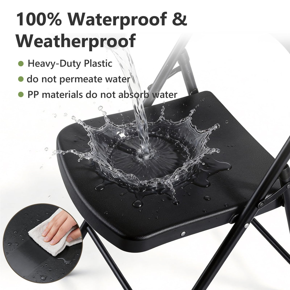 Black 6 Pack Plastic Metal Folding Chairs O288