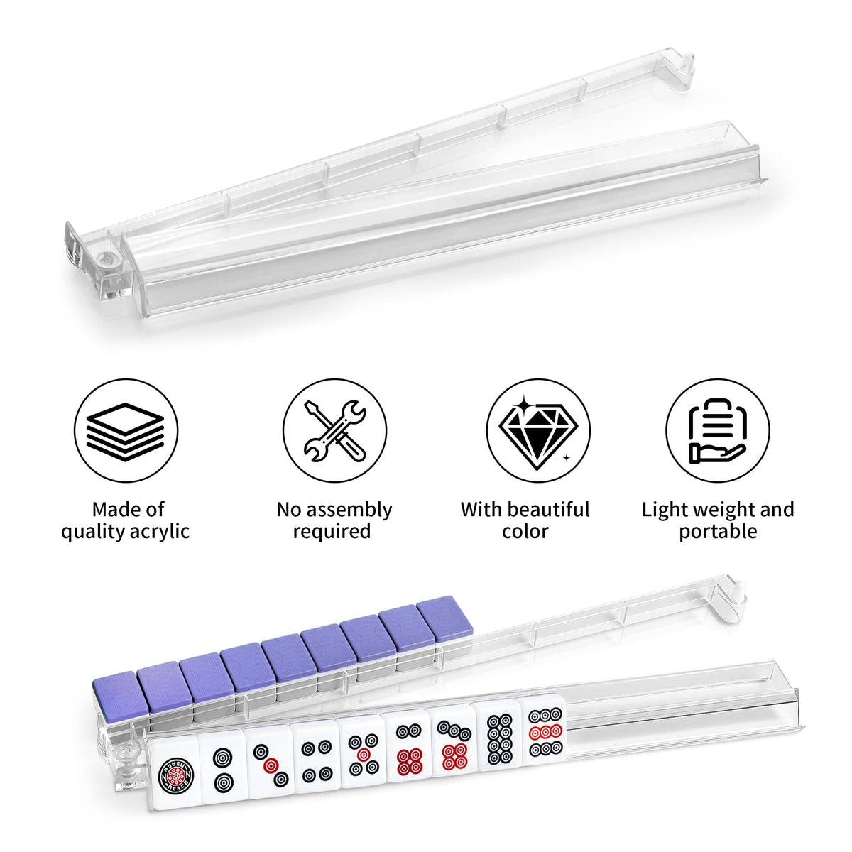 4-Piece Acrylic Mahjong Rack Set with Pushers H5987