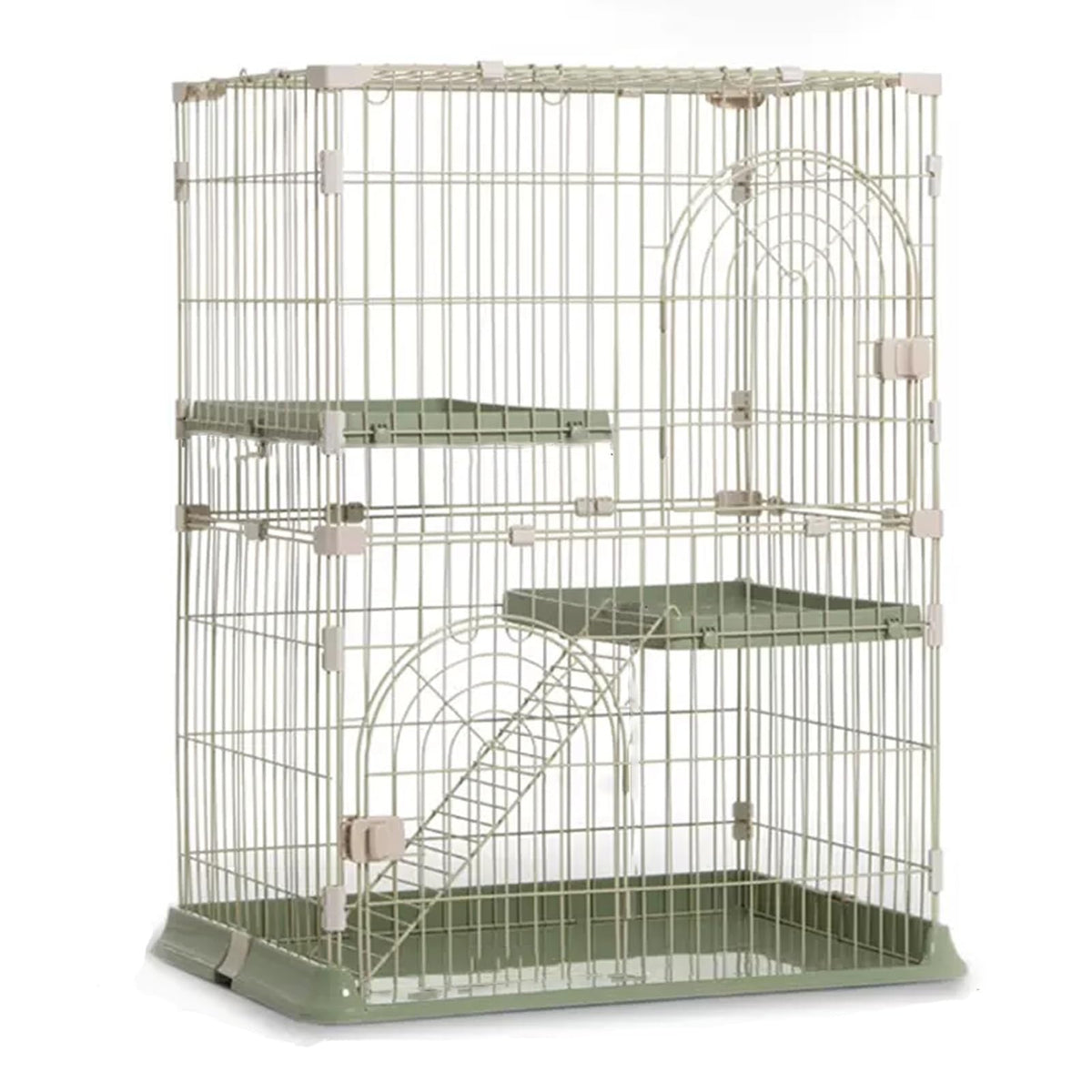 3/4-Tier Wire Cat Cage Playpen Kennel with Hammock and 3 Platforms I5084