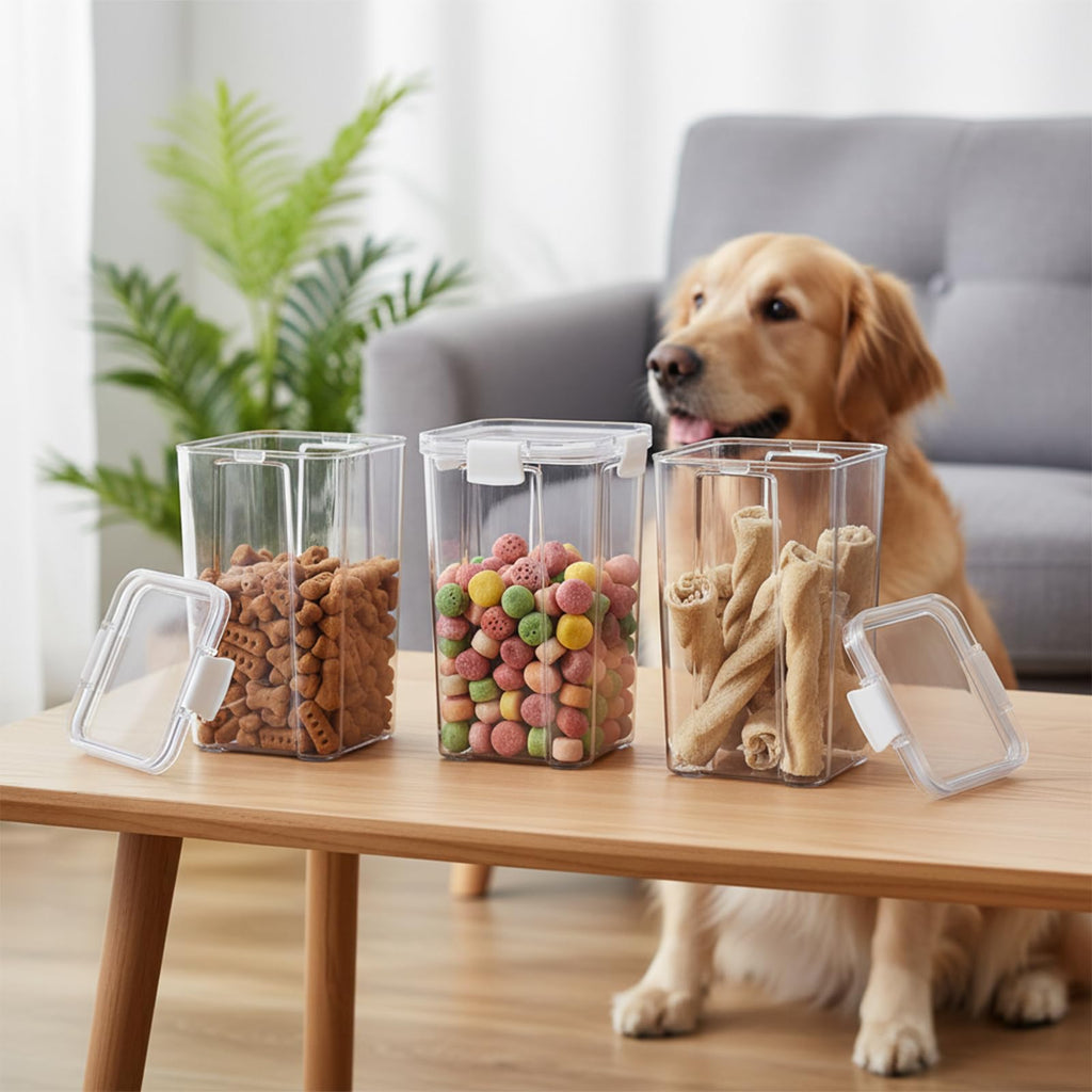 3 Pack Airtight Pet Food Storage Containers with Locking Clips P5270