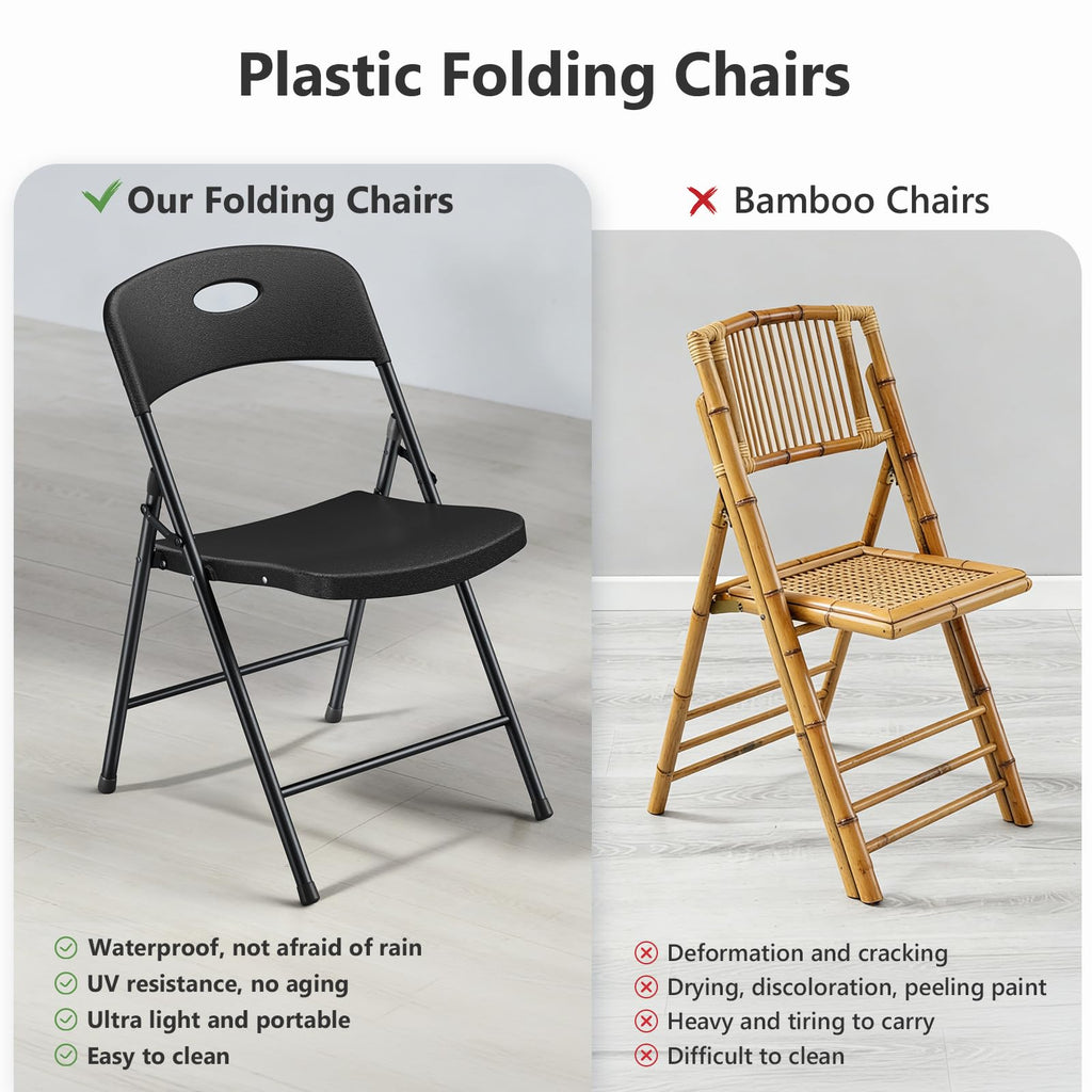 Black 6 Pack Plastic Metal Folding Chairs O288