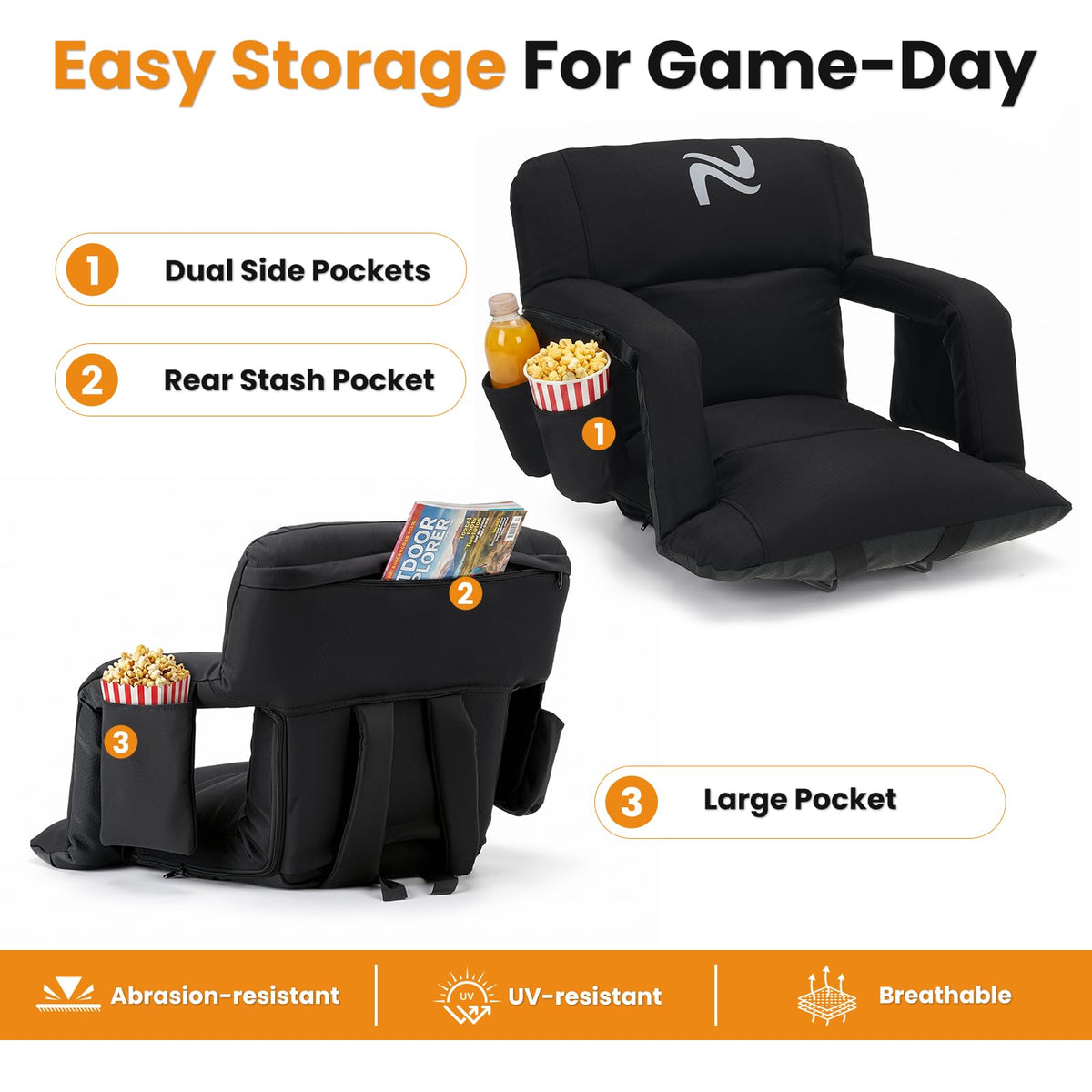 25in 2Pack Extra Thick Stadium Seat with Back Support X866807