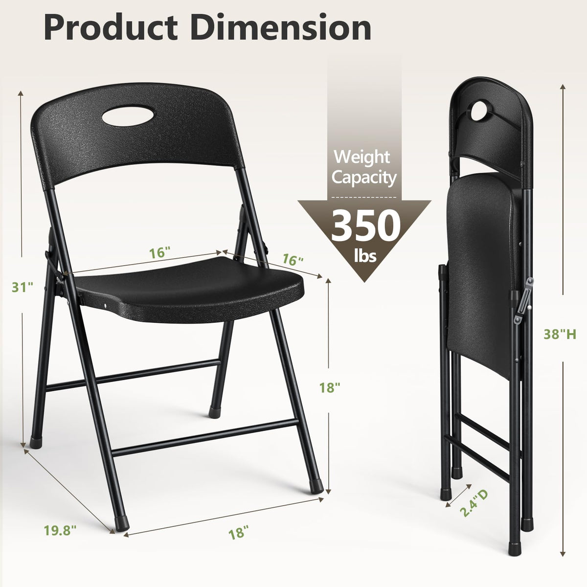 Black 6 Pack Plastic Metal Folding Chairs O288