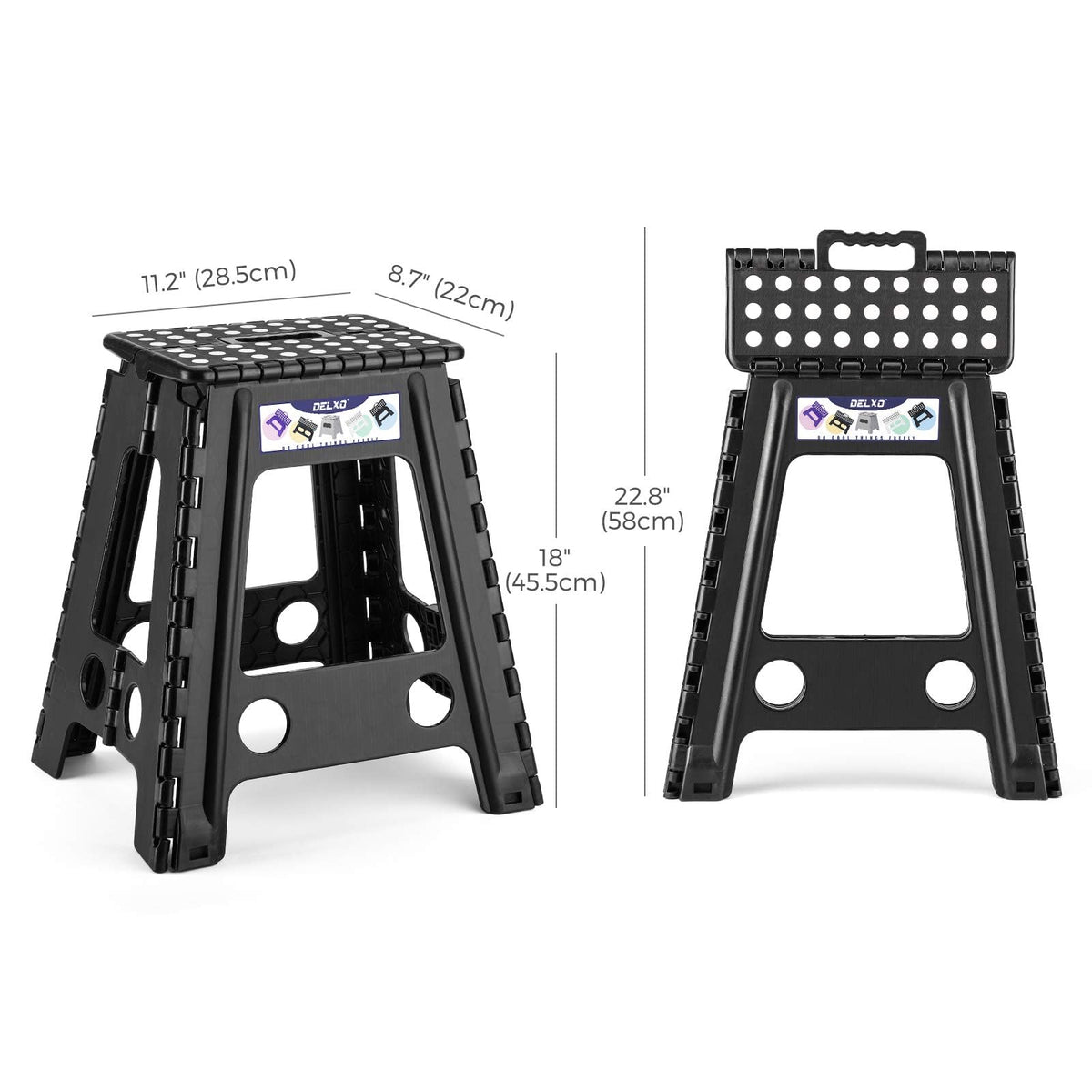 Black 1 Pack Folding Plastic Step Stool P24688