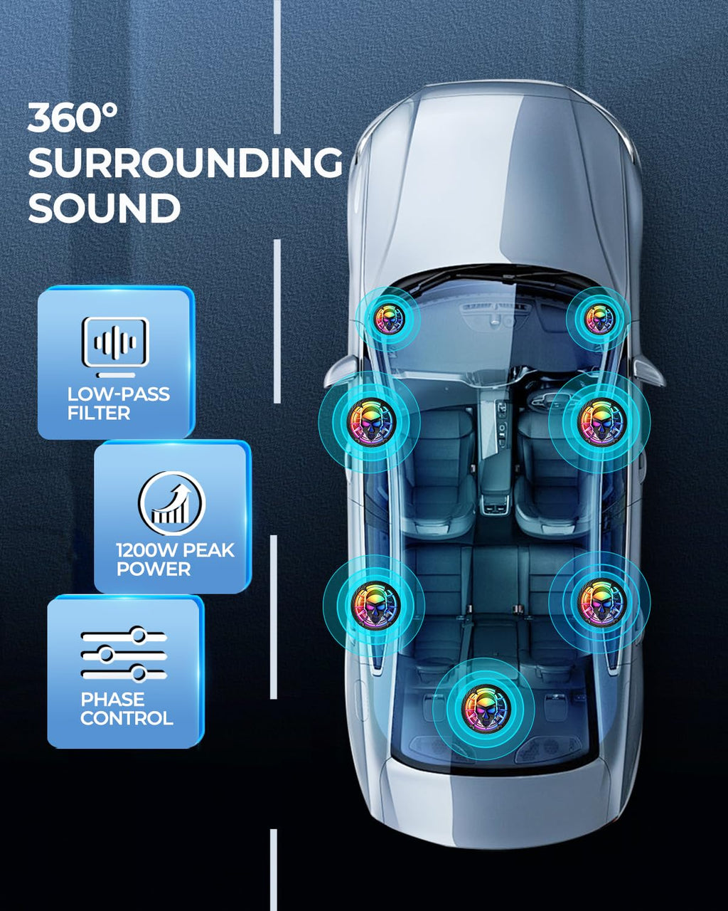 1200W 10" Slim Under Seat Car Subwoofer with Built-in Amplifier I425