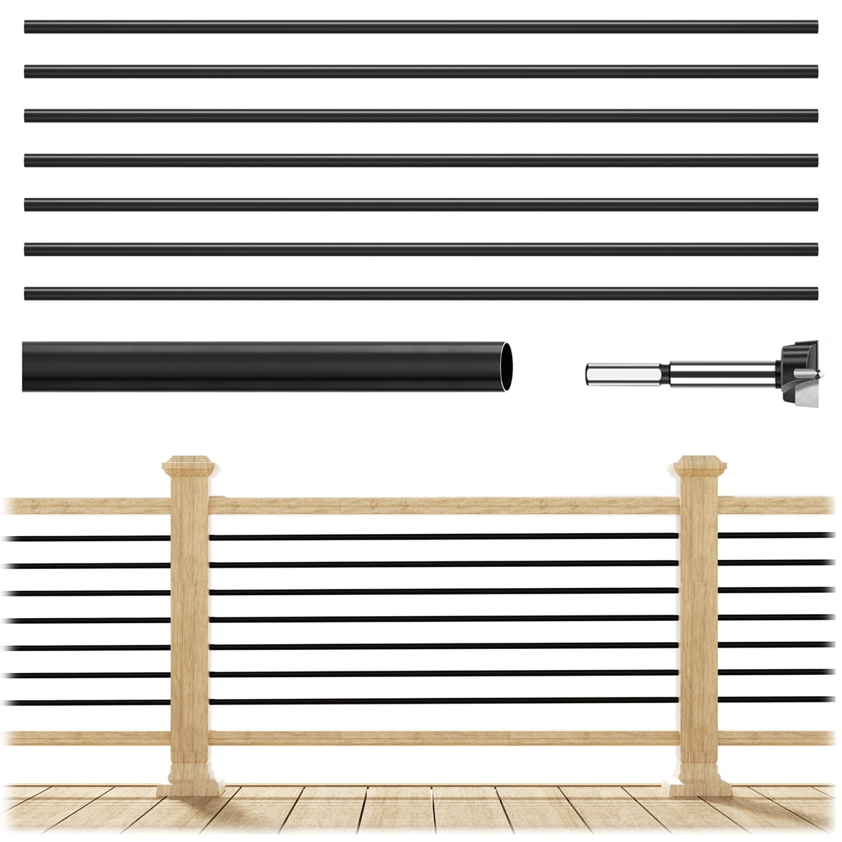 7 Pack 4.7 FT x 19/32 inch Aluminum Balusters R242572