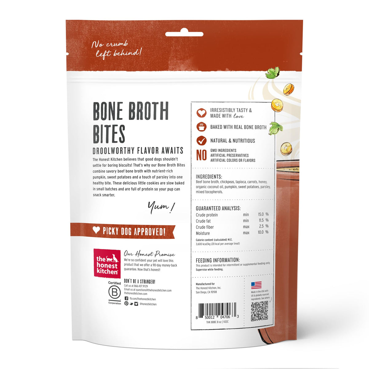 Grain Free Beef Bone Broth Sweet Potato Dog Treats 8 oz W2952