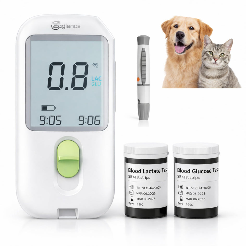 Pet Glucose & Lactate Monitor Kit with 25 Glucose Strips & 25 Lactate Strips E2900