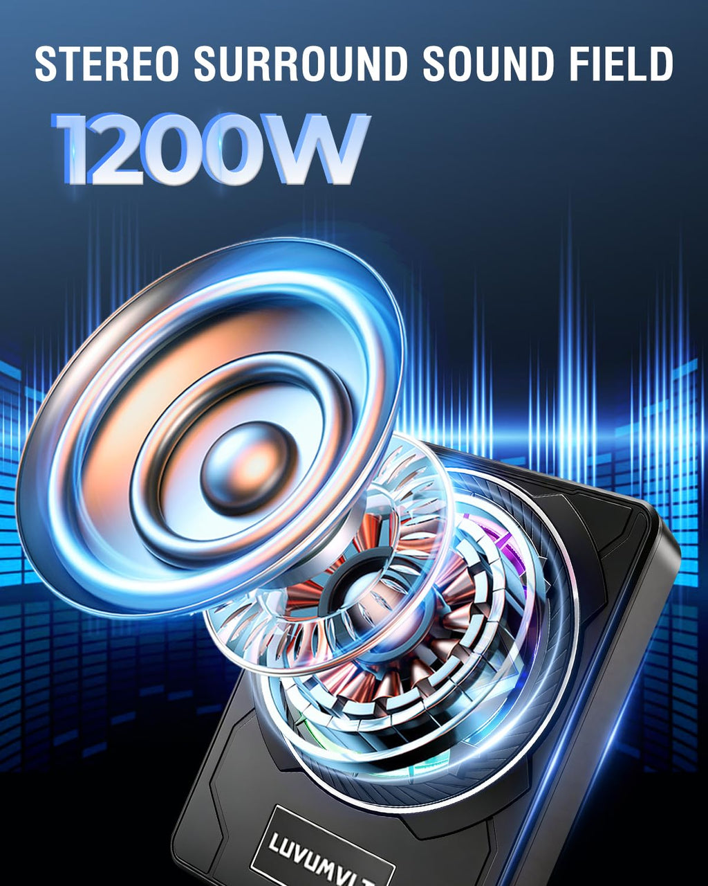 1200W 10" Slim Under Seat Car Subwoofer with Built-in Amplifier I425