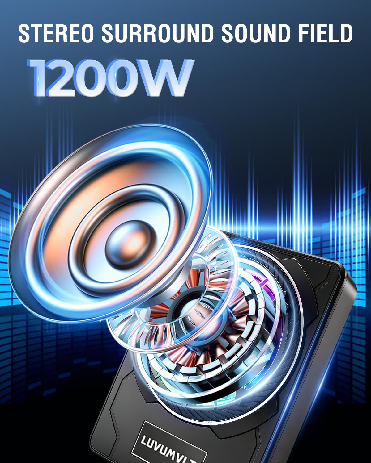 1200W 10" Slim Under Seat Car Subwoofer with Built-in Amplifier I425