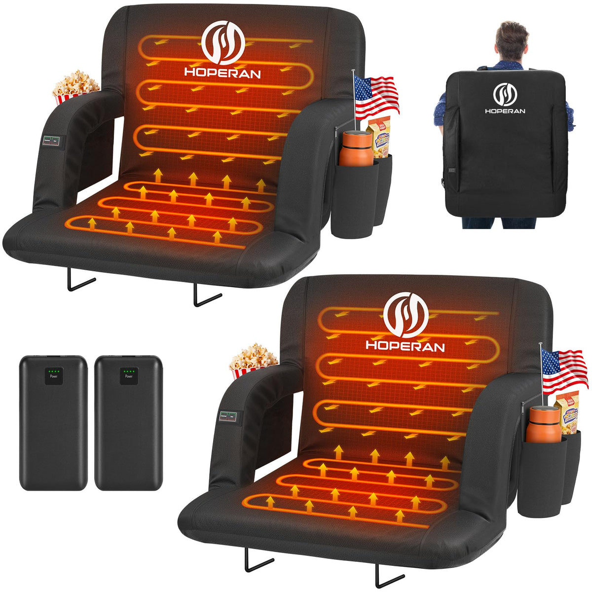 Heated Stadium Seats for Bleachers with Power Bank U4537