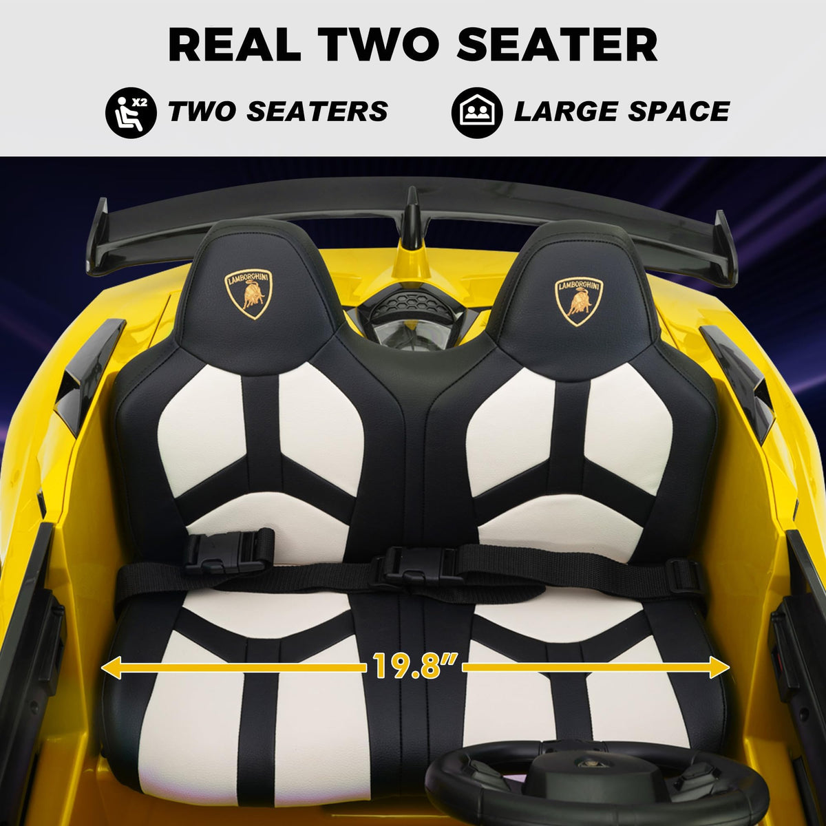 2-Seater Kids Ride on Car, 24V Electric Vehicle, Yellow L99781