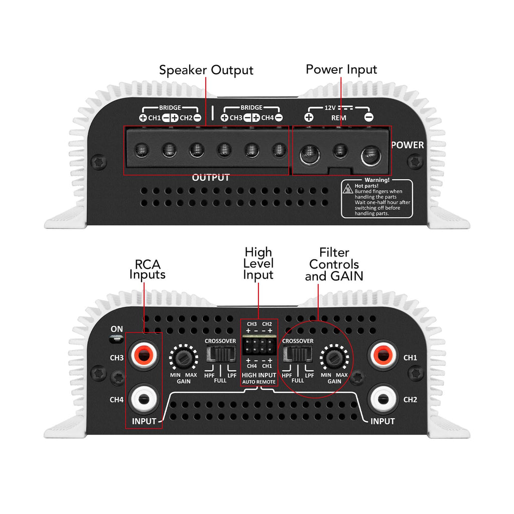 2 Ohms 440W RMS 4-Channel Car Stereo Amplifier F4143