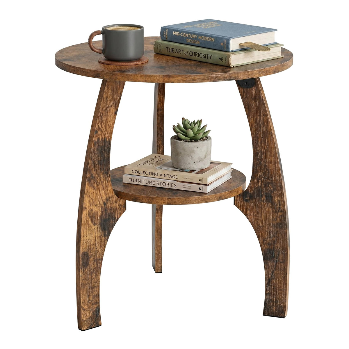 2-Tier Round Wood Side Table K197833