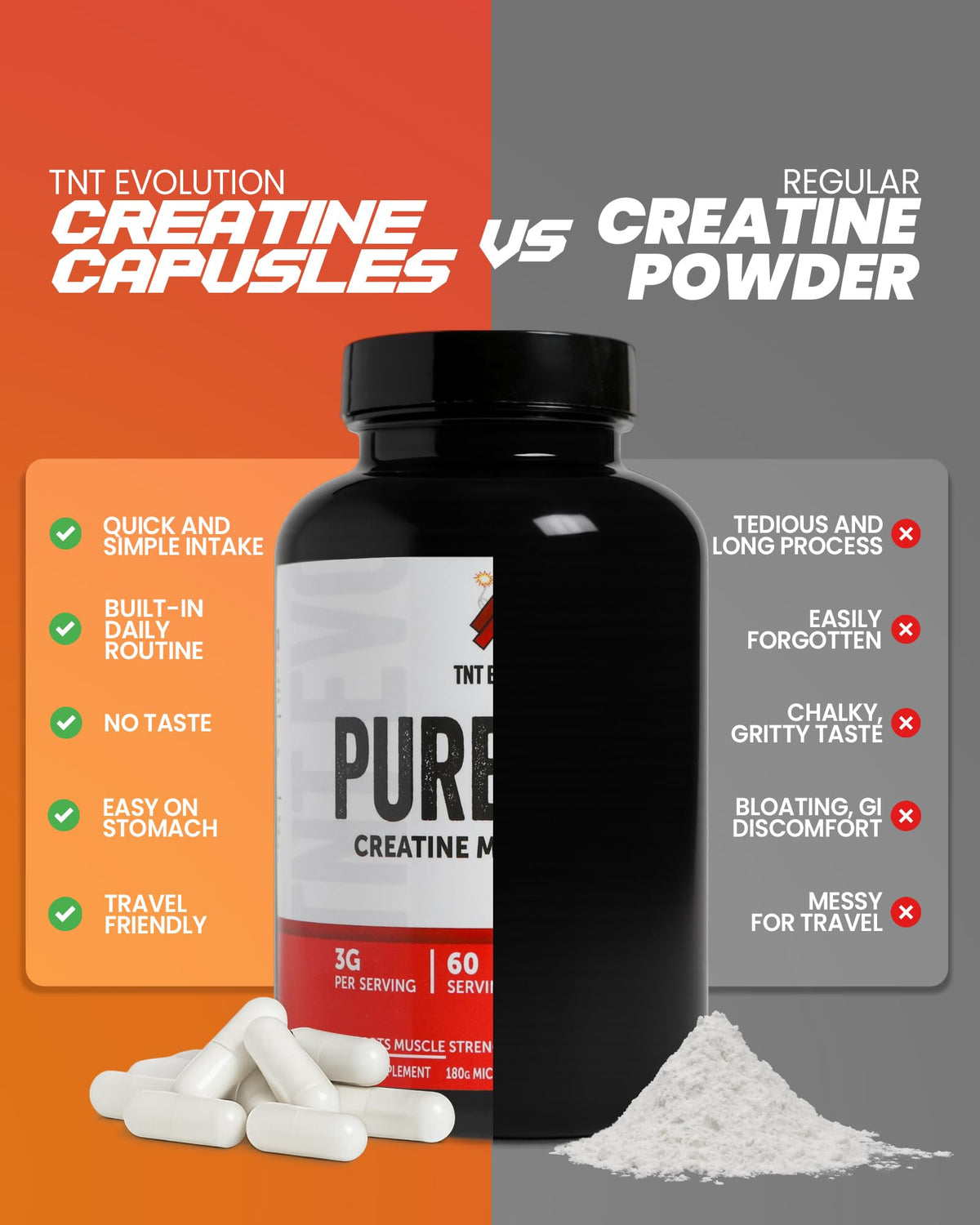 Creatine Monohydrate Capsules 750mg 240 Count Gluten Free M625346